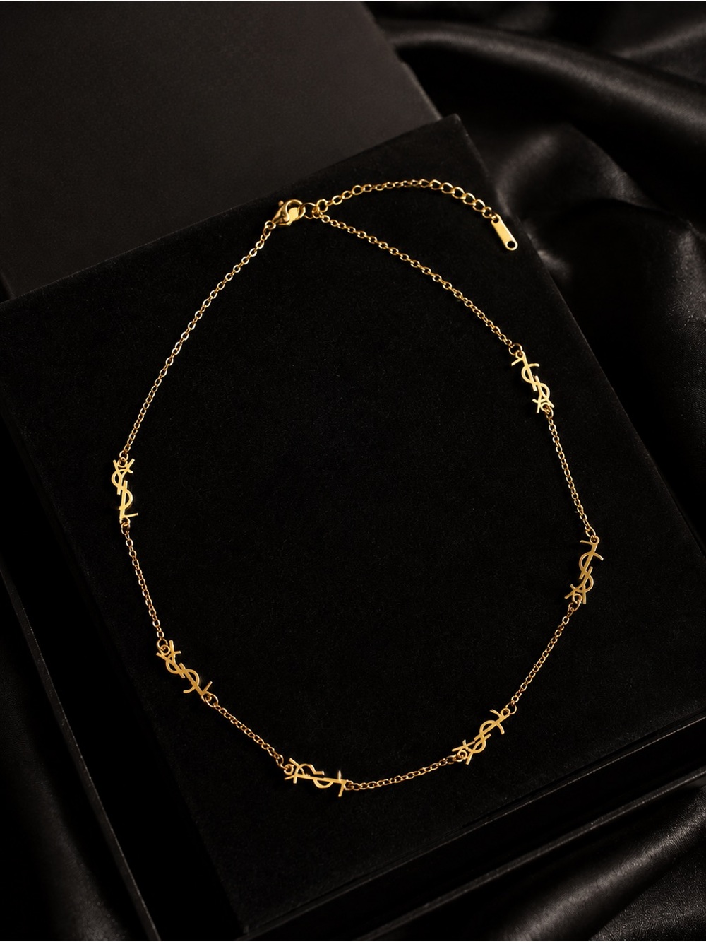Gold YSL Logo-Link Necklace